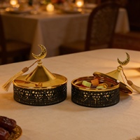 1PC Star Moon Iron Castle Tray Holle Bonbondoos Bedekt Droog Fruit Box Tafeldecoratie Home Decor Indoor Ornament Ramadan