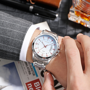 Reloj de cuarzo azul con calendario y correa de acero inoxidable para hombre - Product Image 5
