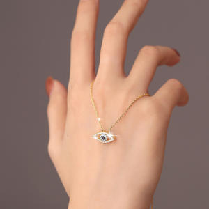 Moda Lucky Luxury S925 plata esterlina blanco azul circón diablo ojos colgante collar regalos para mujeres - Product Image 3