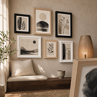 Galeri dan Pajangan Bingkai Foto HuaJia Multi-ukuran Bingkai Foto Kayu Kustom Dekorasi Dinding Modern Minimalis Set Cocok untuk Rumah