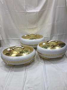 Ensemble de 3 <span class=keywords><strong>casseroles</strong></span> isothermes ovales de grande capacité (4L, 5L, 6L) avec motif artistique en pierre, kit de luxe pour garder les aliments au chaud - Product Image 6