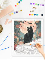 CHENISTORY Peinture par numéros DIY, motif Halloween, chat noir et crâne, coloriage par numéros pour adultes, cadeau DIY
