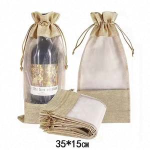 Bolsa de Lino Personalizada con Cordón para Botellas de Vino, Bolsa de Lino Reciclable con Ventana para Botellas de Vino, Fabricantes Mayoristas - Product Image 2