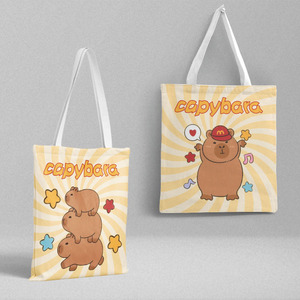 DHF670 Groothandel Verschillende Soorten Kawaii Chiikawa Mofusand Canvas Tassen Schattige Capybara Draagbare Grote Capaciteit Studenten Opbergtas Kinderen - Product Image 4