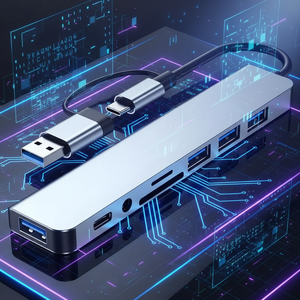 Hub USB-C multifonction 8-en-1 2025 avec lecteur de carte SD/TF 3.0 et <span class=keywords><strong>adaptateur</strong></span> audio 3.5 mm pour ordinateur portable/smartphone, modèle S71S - Product Image 5