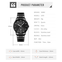 Nuevo Diseño SKMEI 1878 Reloj de Cuarzo Montre de Acero Inoxidable para Hombre con Fecha, Resistente al Agua 30M, Reloj de Pulsera Casual Masculino al por Mayor