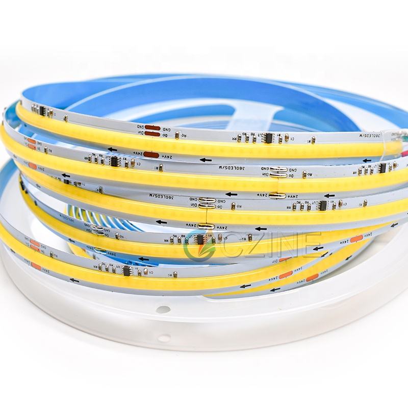 12V 24V 10mm 620NM 525NM 460NM Ws2811 SPI Control Full Color RGBIC 720leds/m Addressable Flexible Smart Cob Led Strip