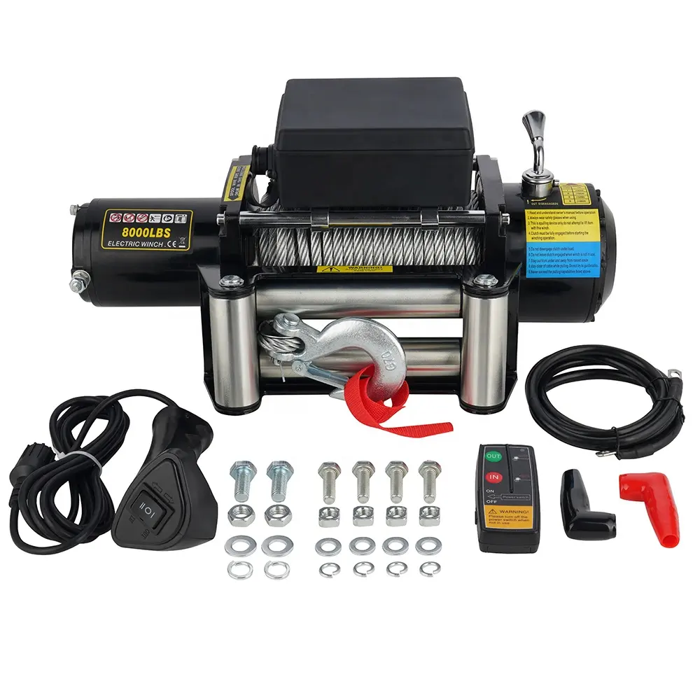 8000lbs Off Road Electric Winches 12V Roller fairlead Electric Universal Car Winch