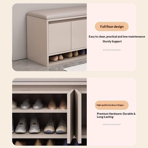 Taburete para Zapatos de Uso Doméstico, Diseñado con un Estilo Moderno y Minimalista. Consiste en un taburete con un pequeño gabinete integrado. - Product Image 4
