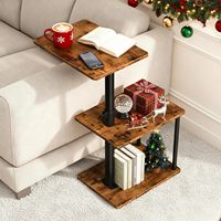 Table d'appoint vintage rotative à 360° avec étagère de rangement, réglable en hauteur, imperméable, à un seul niveau, ouverte, pour petits espaces, en fer