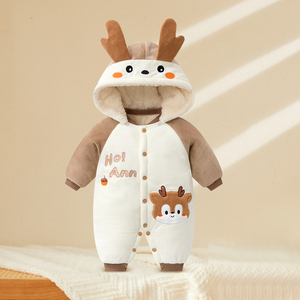 Venta al por mayor bebé polar engrosado onesie recién nacido invierno cálido ropa de escalada niños y niños pijamas niñas ha ropa - Product Image 4