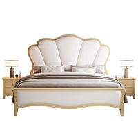 Cadre de lit en bois antique de qualité supérieure en noyer classique durable avec poteau, modèles de lits en bois bon marché