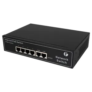 VCOM 4 Ports Power Over Ethernet Switcher Security Camera PoE Switch Metal Case 4FE POE 10/100M 2FE Uplink