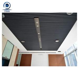 Rejilla de techo de paso cuadrado de aluminio de grano de madera Prima, rejilla de techo con ranura en forma de U cuadrada de hierro a la venta - Product Image 2