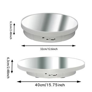 Plateau tournant multifonctionnel de 40 cm, <span class=keywords><strong>miroir</strong></span>, disque rotatif électrique, alimentation par batterie USB, support pour photographie <span class=keywords><strong>et</strong></span> présentation en direct - Product Image 2