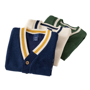 Automne nouveau tricoté bébé Cardigan <span class=keywords><strong>pull</strong></span> en gros col en V broderie simple boutonnage tricot garçon chandails - Product Image 6
