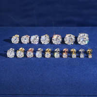 Boucles d'oreilles clous en moissanite couleur D VVS, en argent 925, classiques à 4 griffes, pour femmes, bijoux en gros de 3 mm à 10 mm