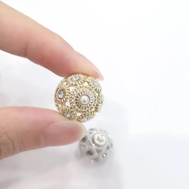 Faux Pearl Buttons Flat Back Flower Rhinestone Buttons for Jewelry Making DIY Craft Wedding Party Home Decoration Hair Accessor