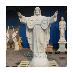 Estatua de Jesucristo Resucitado en Mármol Blanco para Decoración de Jardín - Product Image 5