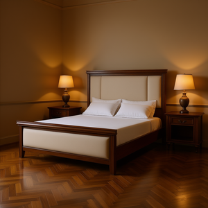 Testiera e pedana rivestite in legno marrone antico con finitura tradizionale per letti rifiniti - Product Image 2