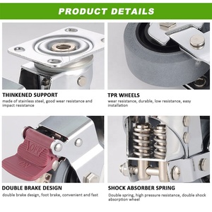 3 4 5 Inch Stainless Steel Shock Absorbing Swivel <strong>Caster</strong> with Brake for Precision <strong>Instrument</strong> <strong>Caster</strong> Wheel - Product Image 3