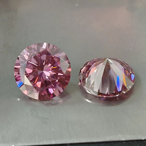พลอยมอสซาไนต์ทรงกลมเจียระไนแบบบริลเลียนท์ สีชมพู เคลือบสีชมพู - Product Image 2