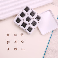 Set Stempel Mini Kustom - 9 Stempel Terhubung Alat Tulis Kawaii Kreatif Keyboard Akun Stempel Kustom Kartun