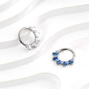 Bijoux de piercing corporel tendance, <span class=keywords><strong>anneau</strong></span> segmenté articulé en titane avec CZ carré avant, <span class=keywords><strong>anneau</strong></span> de nez, piercing d'oreille hélix - Product Image 3