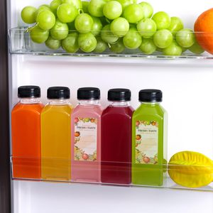 Bottiglie di Plastica PET Quadrate da 360ml per Succhi e Acqua con Tappi a Vite - Vari Contenitori Riutilizzabili per Bevande da 12oz - Product Image 5