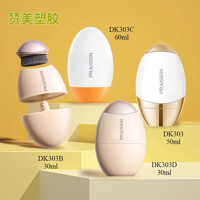 30ml empty foundation bottle with brush and 50ml 60ml PE plastic sunscreen container Lotion squeeze bottle