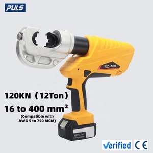Herramienta de crimpado hidráulica eléctrica de 120KN y 18V para terminales de cable de 16-400mm² con certificación CE y 2 baterías para mantenimiento eléctrico - Product Image 1