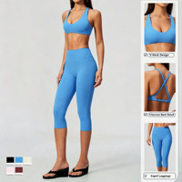 Ensemble de sport 2 pièces personnalisé pour femme : Soutien-gorge de sport à col en V et dos croisé, pantalon taille haute à jambes larges – Idéal pour l'été, la gym et l'entraînement