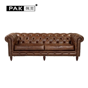Sang Trọng Nước Mỹ Đồ Nội Thất Phòng Khách Da Chesterfield Sofa Đặt Biệt Thự Căn Hộ Cổ Điển 1 2 3 Chỗ Ngồi Ghế Sofa Da - Product Image 2