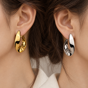 Pendientes de tuerca con forma de U irregulares para mujer, accesorios sencillos para el día a día - Product Image 2