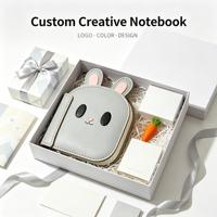 Carnet en cuir PU personnalisé en forme de lapin de dessin animé, Journal à couverture animale mignonne, Carnet en cuir PU avec logo personnalisé OEM ODM