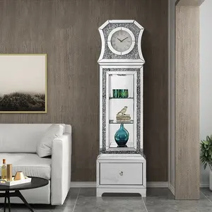 Hot Sale Living Room Furniture Mirrored Standing Clock Floor Clock Home Decor