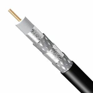 Câble COAXIAL RG6-Câble quadruple blindé, en acier plaqué de cuivre noir de 1000 pieds pour la télévision, l'Internet et plus encore-Cordon de câble coaxial flexible