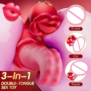 3-in-1舌舐めバイブレーターG-Spotクリトリス刺激装置ディルド強いスイング女性用舌バイブレーターオナニー - Product Image 2