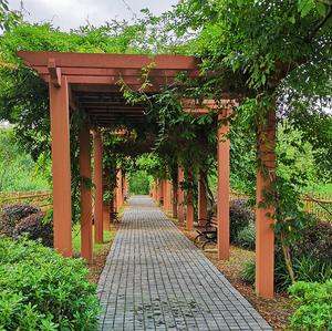 Suministro <span class=keywords><strong>de</strong></span> fábrica: Viga <span class=keywords><strong>de</strong></span> pérgola contemporánea <span class=keywords><strong>de</strong></span> WPC con acabado <span class=keywords><strong>de</strong></span> <span class=keywords><strong>madera</strong></span> y tubos <span class=keywords><strong>de</strong></span> grano <span class=keywords><strong>de</strong></span> <span class=keywords><strong>madera</strong></span> para jardín <span class=keywords><strong>exterior</strong></span> - Product Image 3