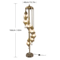 Lampe de sol fluorescente de style osman rétro traditionnel turc avec fer et verre, grande taille