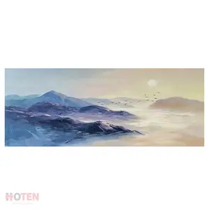 Bergen En Rivieren Zonsopgang Olieverfschilderij Zware Textuur Kunstwerken Modern Design Decoratief Canvas Bergen Abstracte Kunstmuur