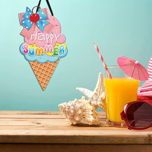 Sweet Summer Ice Cream Wooden Hanging Sign 10 Inch Beach House <b>Decor</b> <b>Front</b> <b>Door</b> Wall Art For Seasonal Home Entryway - Product Image 5