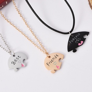 Nuova moda collana con cuore a tre petali di Puzzle per i migliori amici intarsiati diamanti colorati alla moda a forma di farfalla Link all'ingrosso - Product Image 4