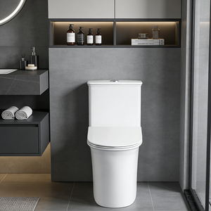 Toilette monobloc en céramique à double <span class=keywords><strong>chasse</strong></span>, à siphon en S allongé, style occidental moderne, fournisseur chinois - Product Image 3