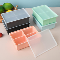 Bac à glaçons en silicone à 4 cavités, sans BPA, à démoulage facile, pour congélation rapide, avec couvercle, pour aliments pour bébés