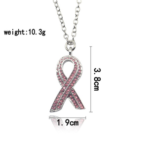 Collar con colgante <span class=keywords><strong>de</strong></span> diamantes <span class=keywords><strong>de</strong></span> imitación <span class=keywords><strong>de</strong></span> cinta rosa a <span class=keywords><strong>la</strong></span> moda, collar <span class=keywords><strong>de</strong></span> concientización sobre el cáncer <span class=keywords><strong>de</strong></span> <span class=keywords><strong>mama</strong></span>, Pin, insignia para el VIH y el SIDA, regalo <span class=keywords><strong>de</strong></span> joyería para <span class=keywords><strong>mujer</strong></span> - Product Image 3