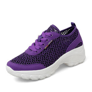 Chaussures de course à <span class=keywords><strong>talon</strong></span> <span class=keywords><strong>compensé</strong></span> pour femmes, chaussures de course sur route, chaussures de jogging, chaussures de course sur piste, chaussures en toile, maille respirante, trous d'aération, hauteur accrue - Product Image 2