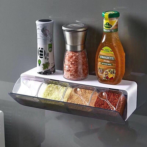 Nuovo prodotto innovativo in plastica a parete stagionatura Organizer <span class=keywords><strong>Box</strong></span> Set quattro Grid cucina contenitore spezie per sale pepe erbe - Product Image 2