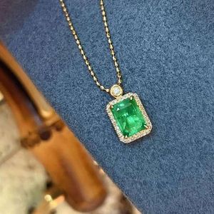 Pendentif en émeraude naturelle taillée en émeraude, or massif 18 carats, 1,0 ct, cadeaux de mariage pour femmes, Xinfly - Product Image 4