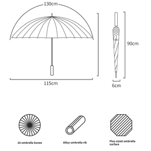 24K Thiết kế sang trọng tự động mở kim loại cực Golf ô mưa mạnh mẽ <span class=keywords><strong>24</strong></span> xương sườn sợi thủy tinh Nhật Bản ô - Product Image 3